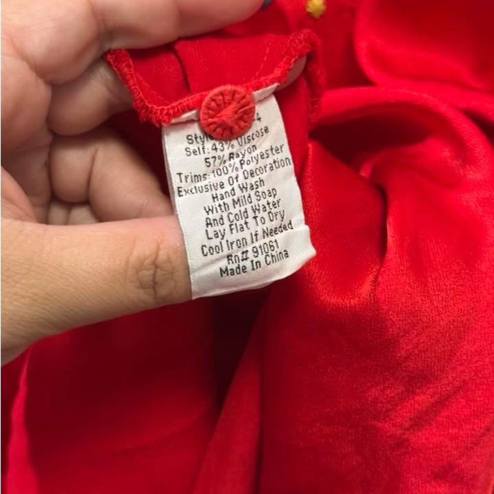 Johnny Was crinkle satin red tunic oversized embroidered size medium - Picture 3 of 5